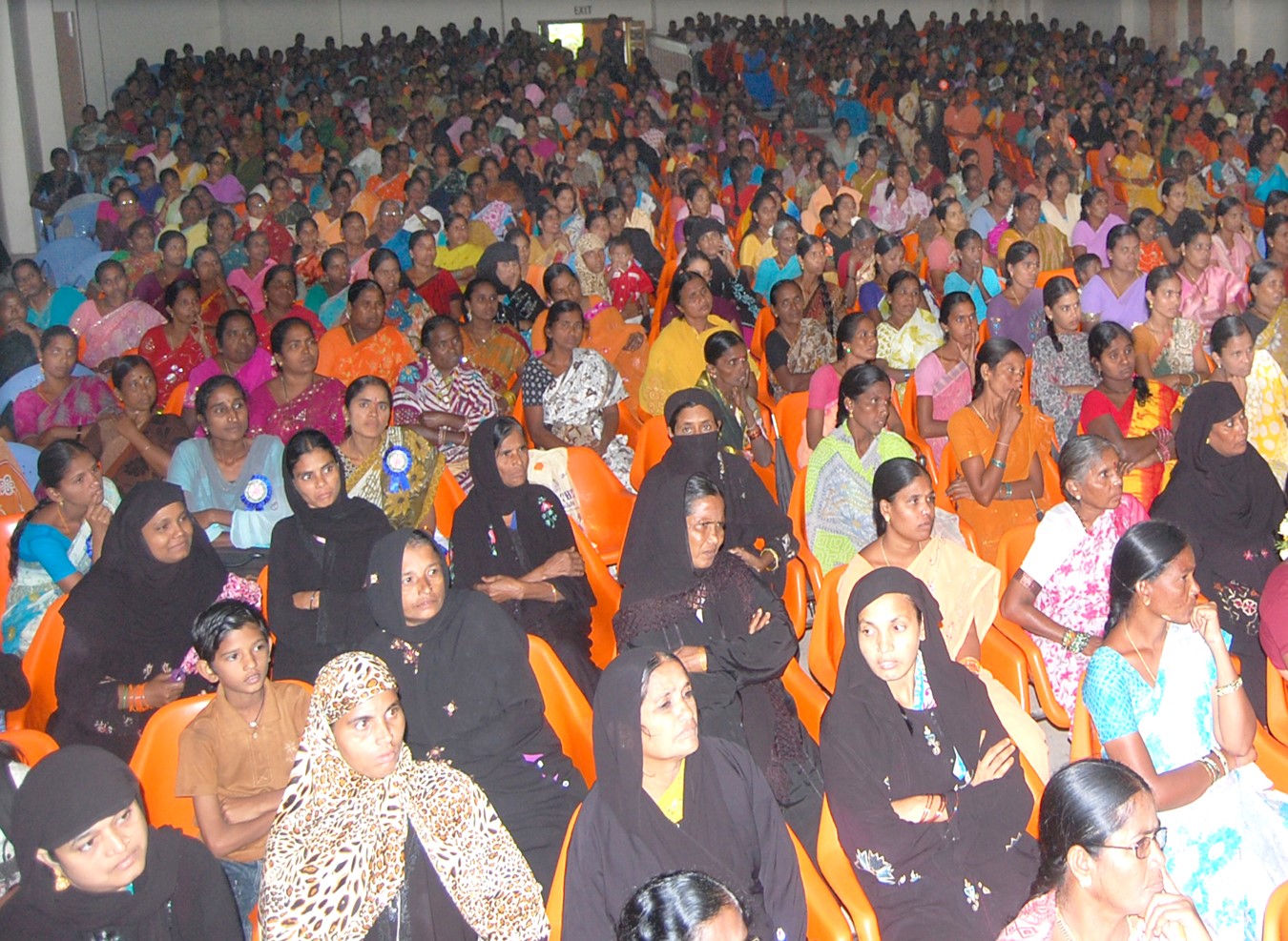 These village women are learning about the tricks of child traffickers in a meeting organized by the Sisters.
