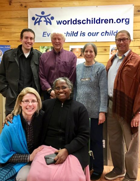 Sister Amutha visited the WC office in Sisters, Oregon to ask for our help. Sr. Amutha-center, Left to right-Andy, Operations Director, David, Executive Director, Jean, Finance Director, Patrick, President