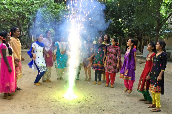 Children are in awe of Diwali fireworks